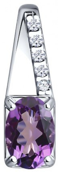 Подвеска из серебра с аметистом и фианитами