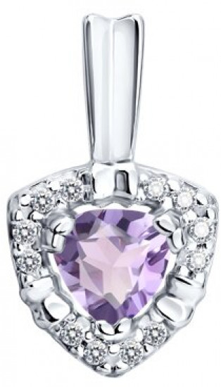Подвеска из серебра с аметистом и фианитами