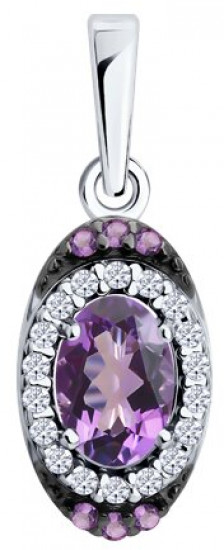 Подвеска из серебра с аметистом и фианитами