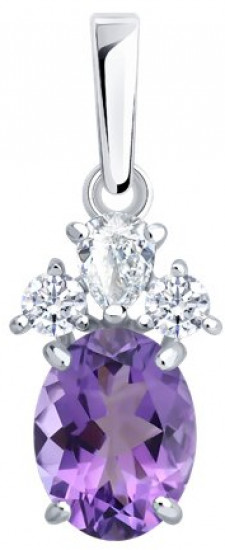 Подвеска из серебра с аметистом и фианитами