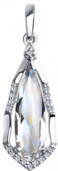 Подвеска из серебра с горным хрусталем и фианитами