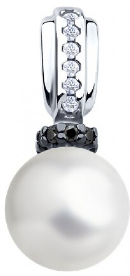 Подвеска из серебра с жемчугои и фианитами