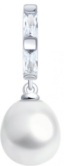 Подвеска из серебра с жемчугом и фианитами