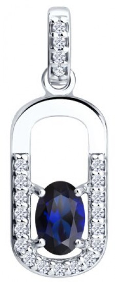 Подвеска из серебра с корундом и фианитами