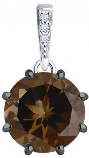 Подвеска из серебра с раухтопазом и фианитами