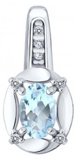 Подвеска из серебра с топазом и фианитами