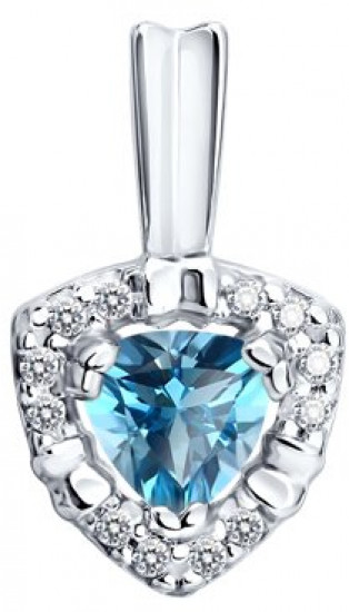 Подвеска из серебра с топазом и фианитами