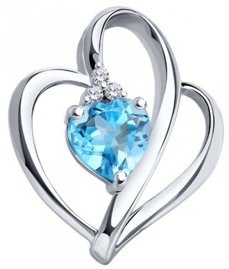 Подвеска из серебра с топазом и фианитами