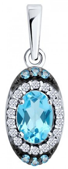 Подвеска из серебра с топазом и фианитами