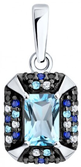 Подвеска из серебра с топазом и фианитами