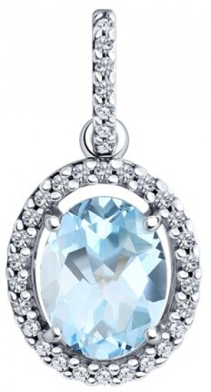 Подвеска из серебра с топазом и фианитами