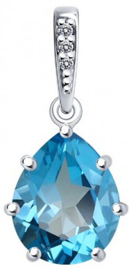 Подвеска из серебра с топазом и фианитами