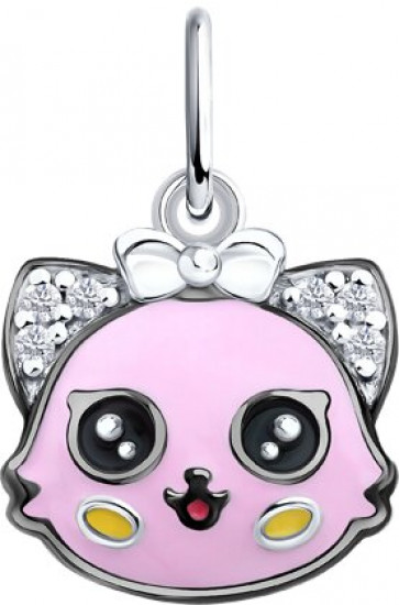 Подвеска из серебра с фианитами и эмалью