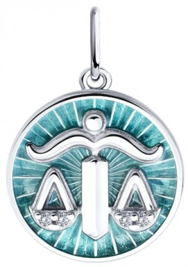 Подвеска из серебра с фианитами и эмалью