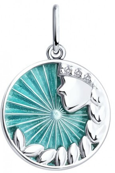 Подвеска из серебра с фианитами и эмалью