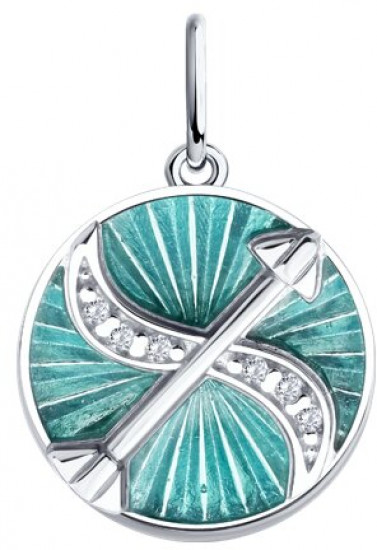 Подвеска из серебра с фианитами и эмалью