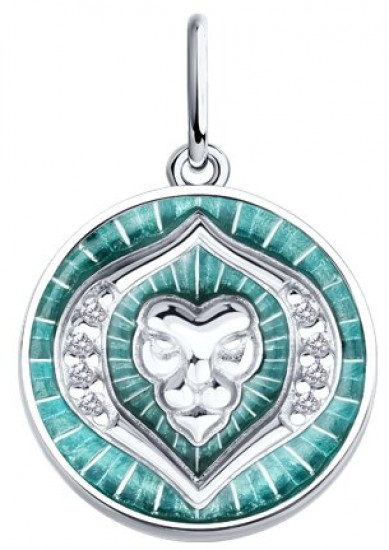 Подвеска из серебра с фианитами и эмалью