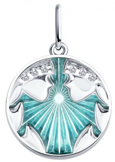 Подвеска из серебра с фианитами и эмалью