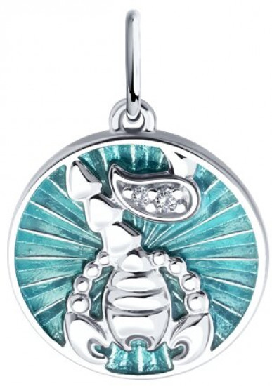 Подвеска из серебра с фианитами и эмалью