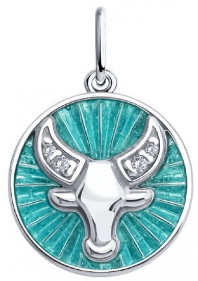 Подвеска из серебра с фианитами и эмалью