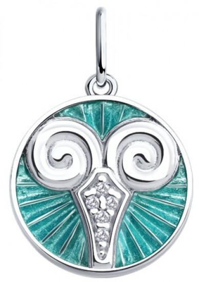 Подвеска из серебра с фианитами и эмалью