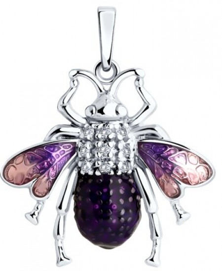 Подвеска из серебра с фианитами и эмалью