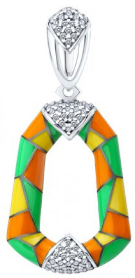 Подвеска из серебра с фианитами и эмалью