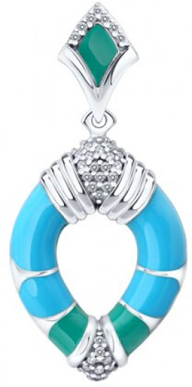 Подвеска из серебра с фианитами и эмалью