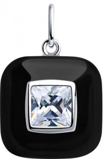 Подвеска из серебра с фианитом и эмалью