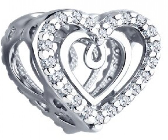 Подвеска-шарм  из серебра с фианитами