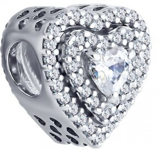 Подвеска-шарм  из серебра с фианитами