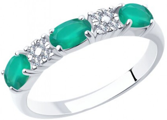 Кольцо из серебра с агатами и фианитами