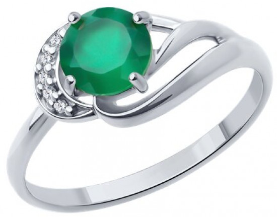 Кольцо из серебра с агатом и фианитами