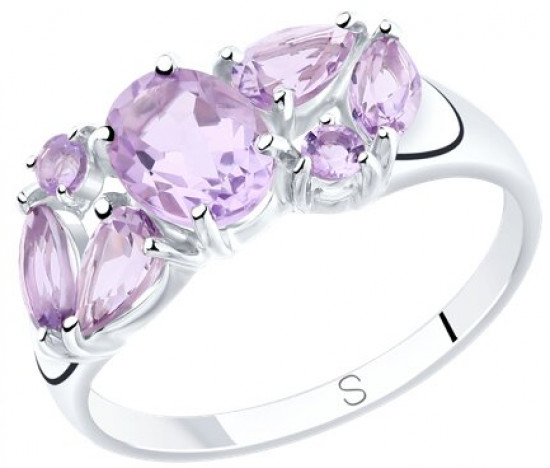 Кольцо из серебра с аметистами