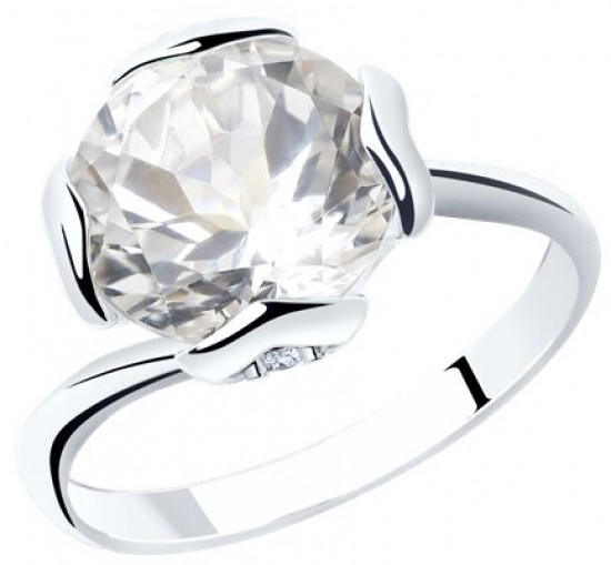 Кольцо из серебра с горным хрусталем и фианитами