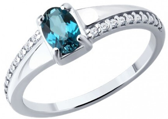 Кольцо из серебра с лондон топазом и фианитами