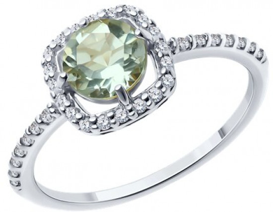 Кольцо из серебра с празиолитом и фианитами