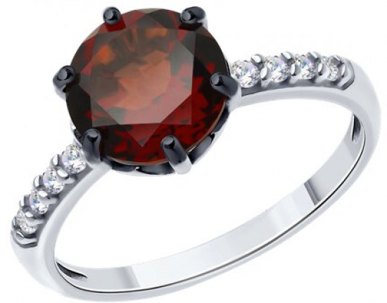 Кольцо из серебра с ситаллом и фианитами