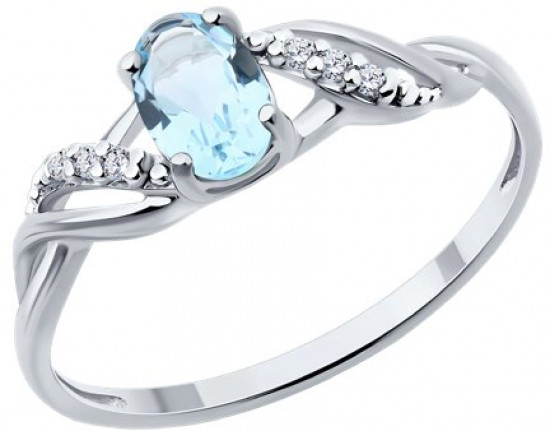 Кольцо из серебра с топазом и фианитами