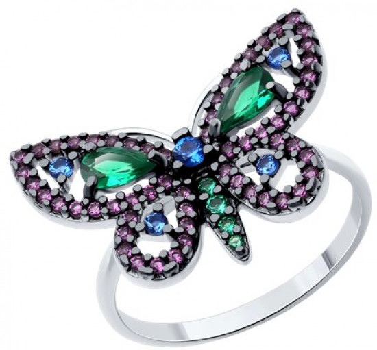 Кольцо из серебра с фианитами