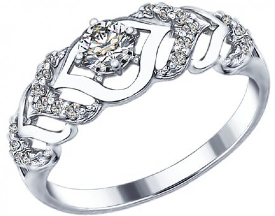 Кольцо из серебра с фианитами