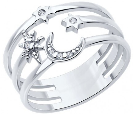 Кольцо из серебра с фианитами