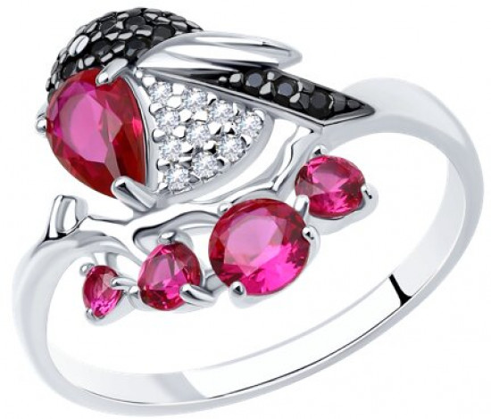 Кольцо из серебра с фианитами