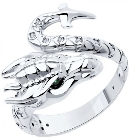 Кольцо из серебра с фианитами