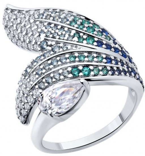 Кольцо из серебра с фианитами