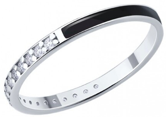 Кольцо из серебра с фианитами и эмалью