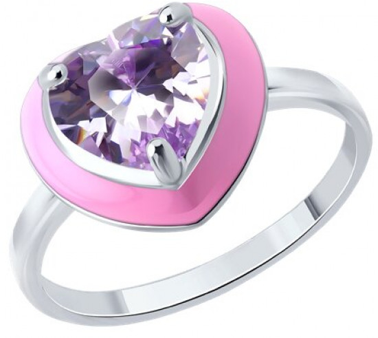 Кольцо из серебра с фианитом и эмалью