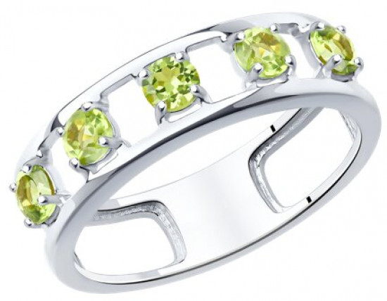 Кольцо из серебра с хризолитами