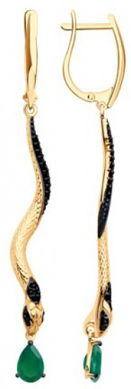 Серьги из серебра с агатами и фианитами