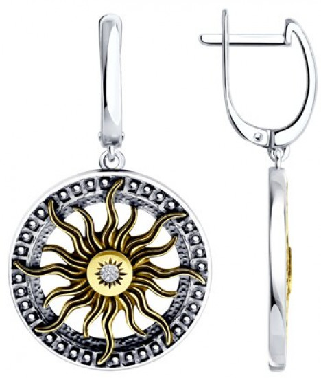 Серьги из серебра с фианитами